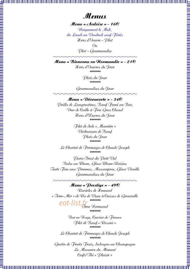 Auberge du Petit Val — carte page 3