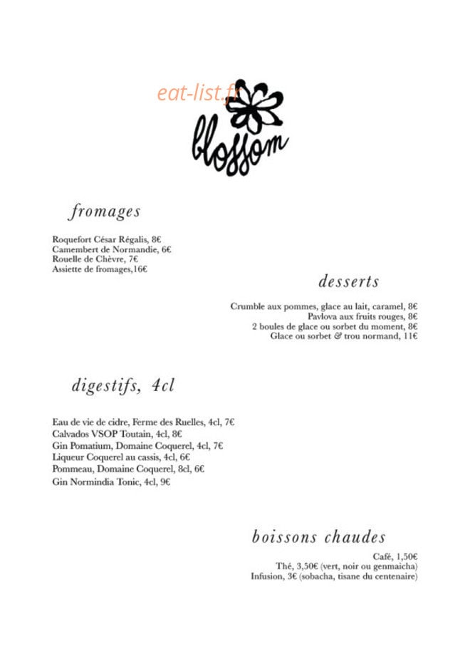 Blossom bistrot — carte page 3