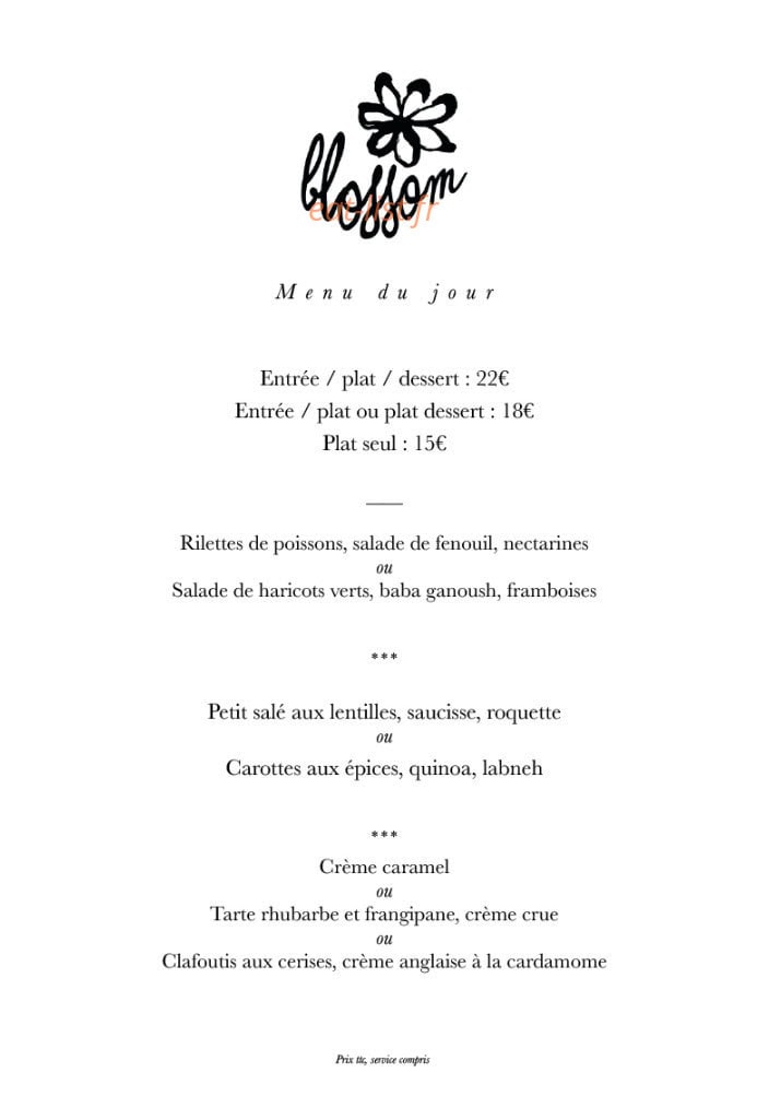 Blossom bistrot — carte page 2