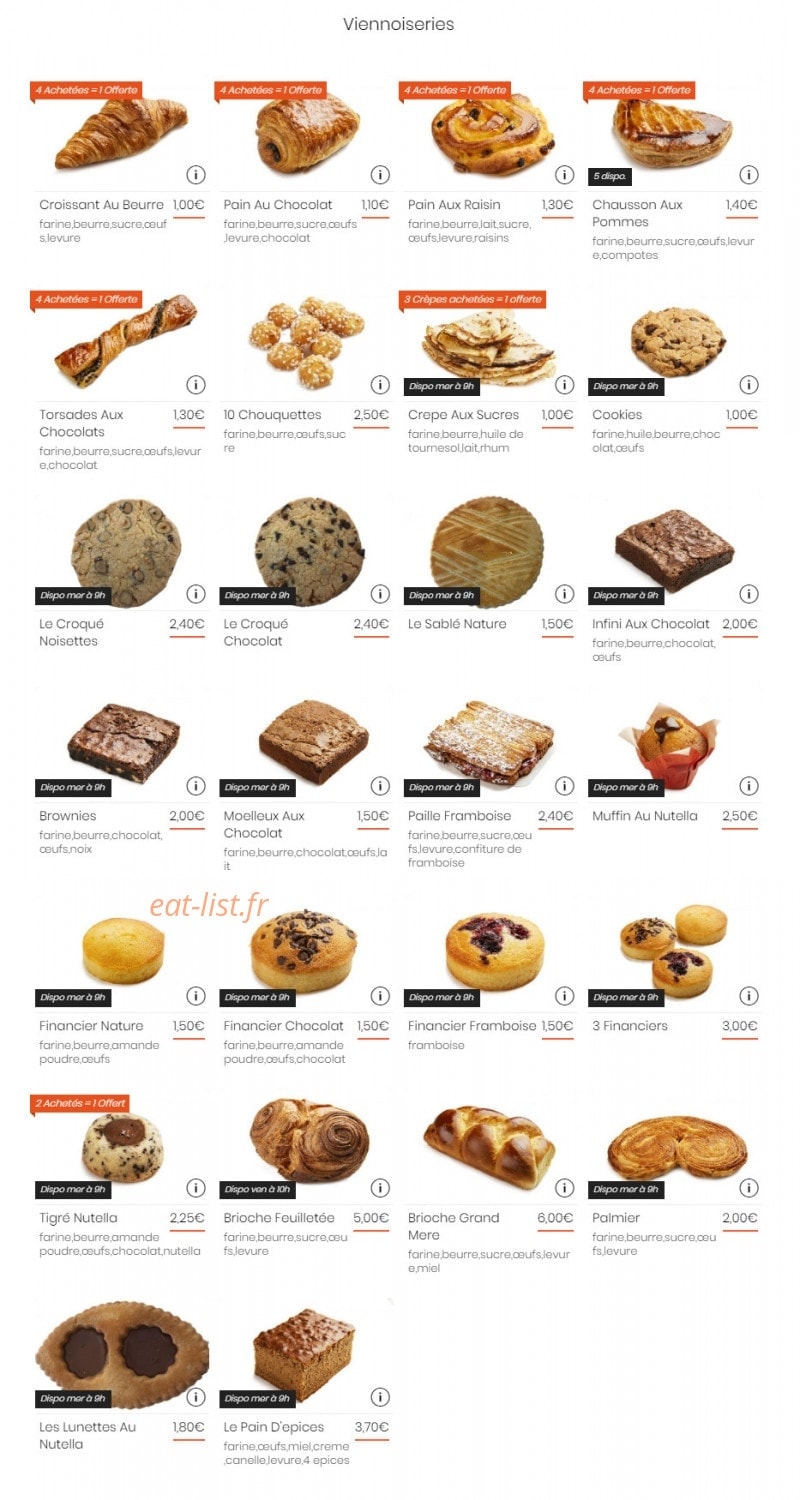 Boulangerie bosquet — carte page 2
