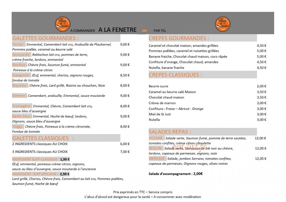 Crêperie Fleur de Seine — carte page 3