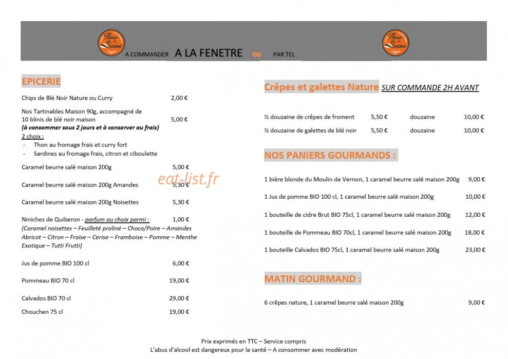 Crêperie Fleur de Seine — carte page 2