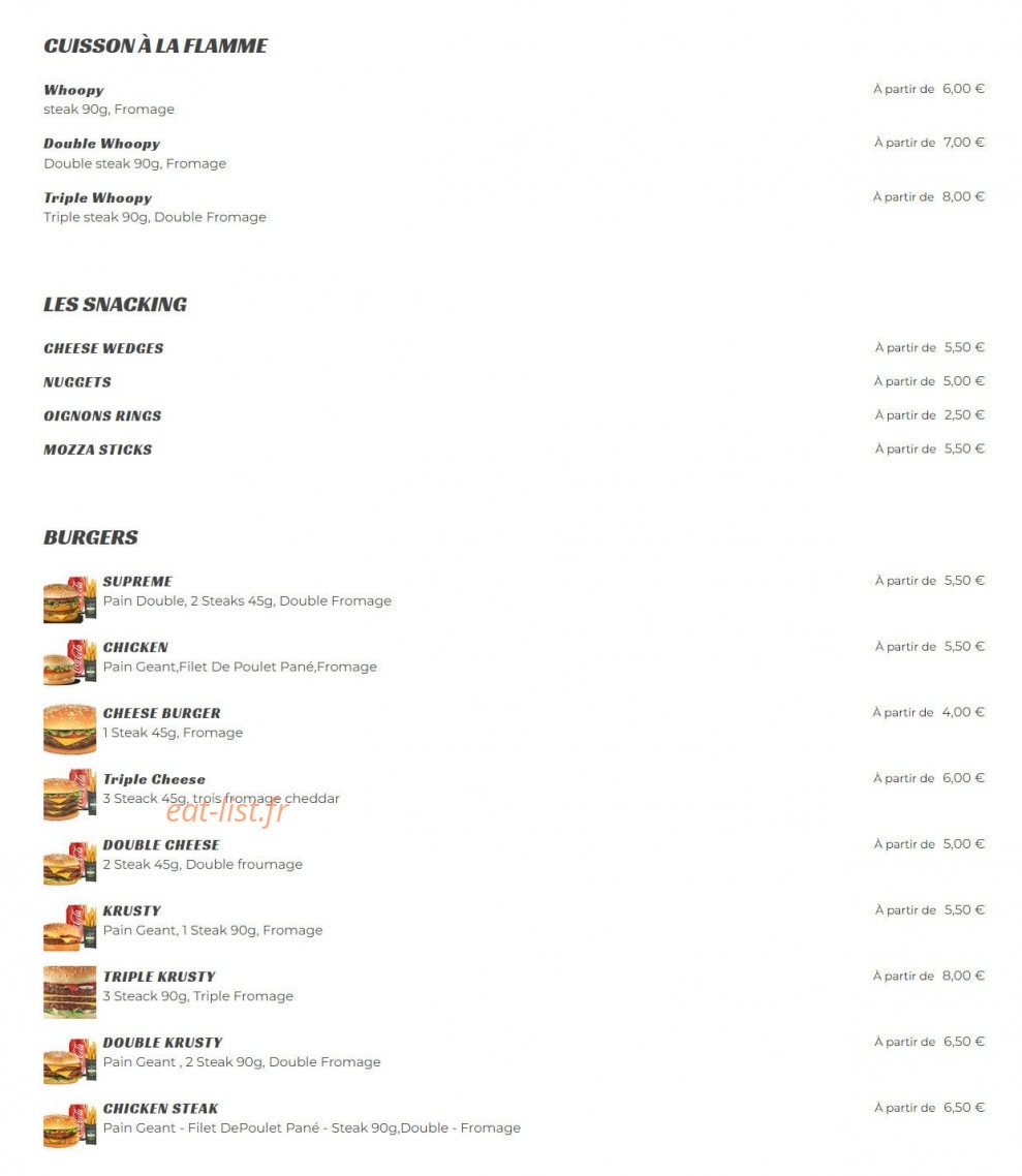 Krusty food — carte page 1