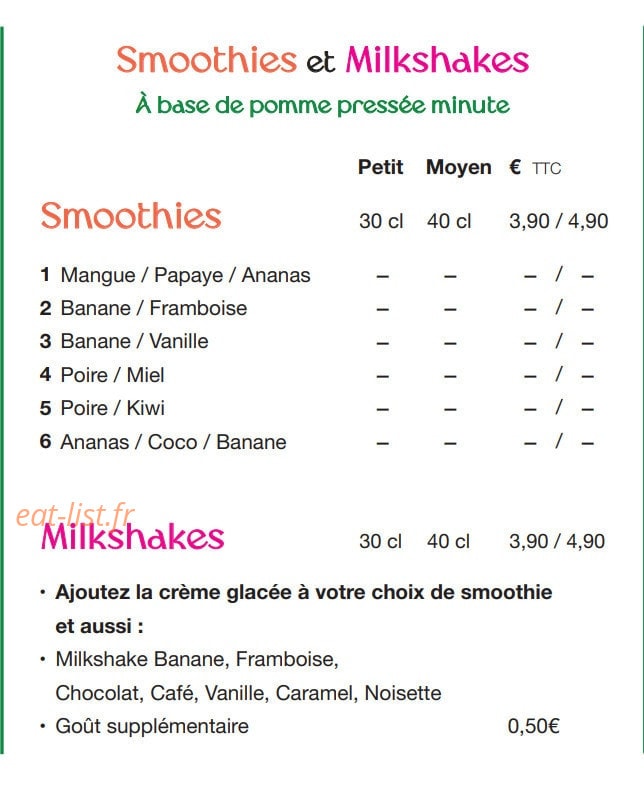 Les Gourmandises de Vernon — carte page 4