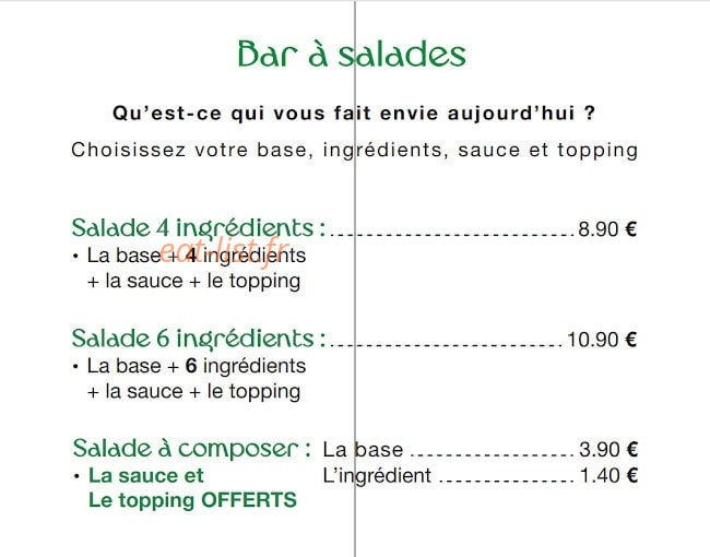 Les Gourmandises de Vernon — carte page 1