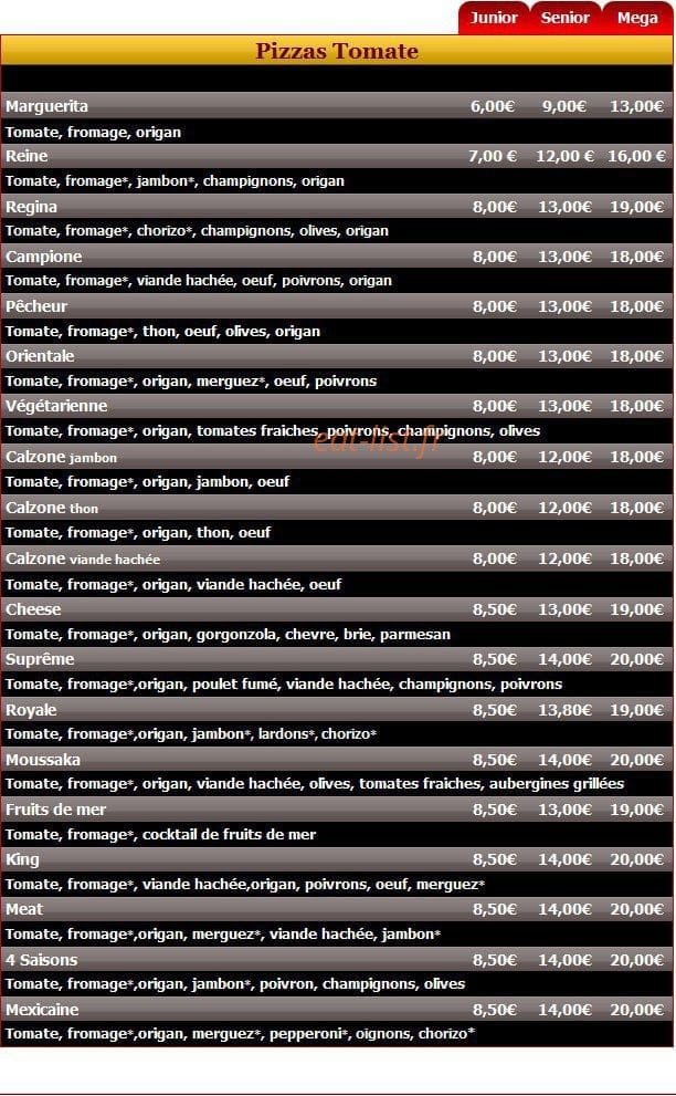Pizza King 27 — carte page 3