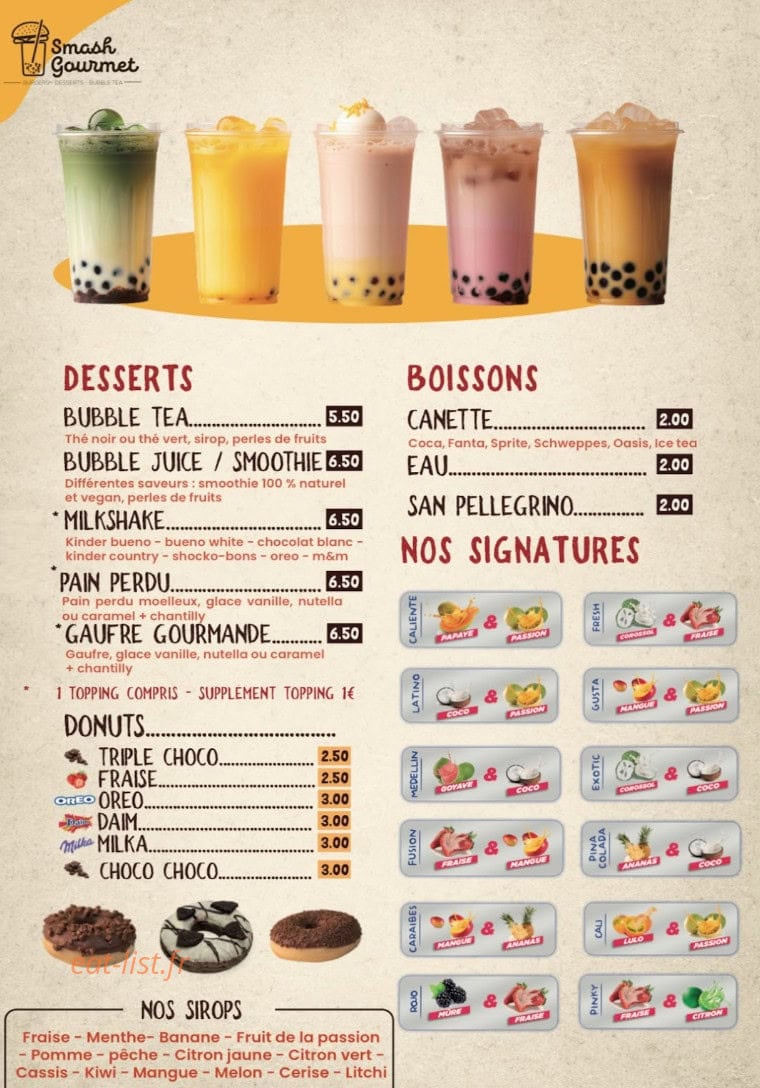 Smash Gourmet — carte page 3