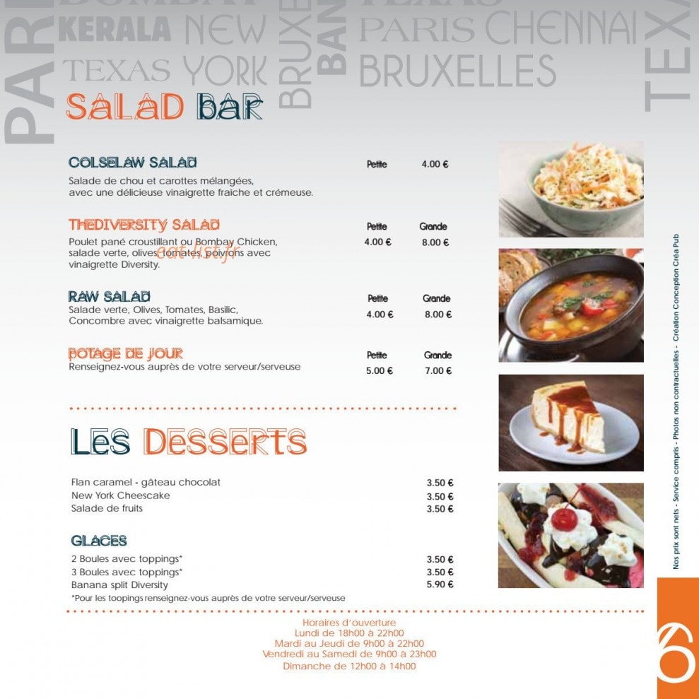 The Diversity Cuisine — carte page 7