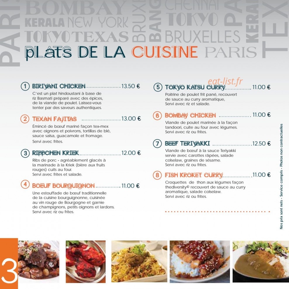 The Diversity Cuisine — carte page 4