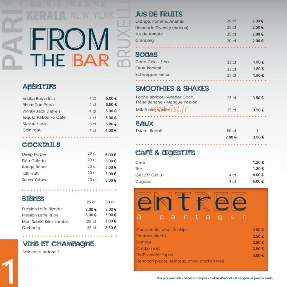 The Diversity Cuisine — carte page 2