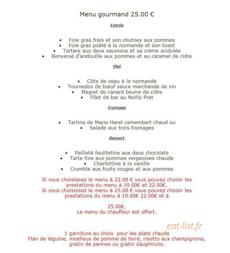 Restaurant  le Chêne pommier — carte page 11