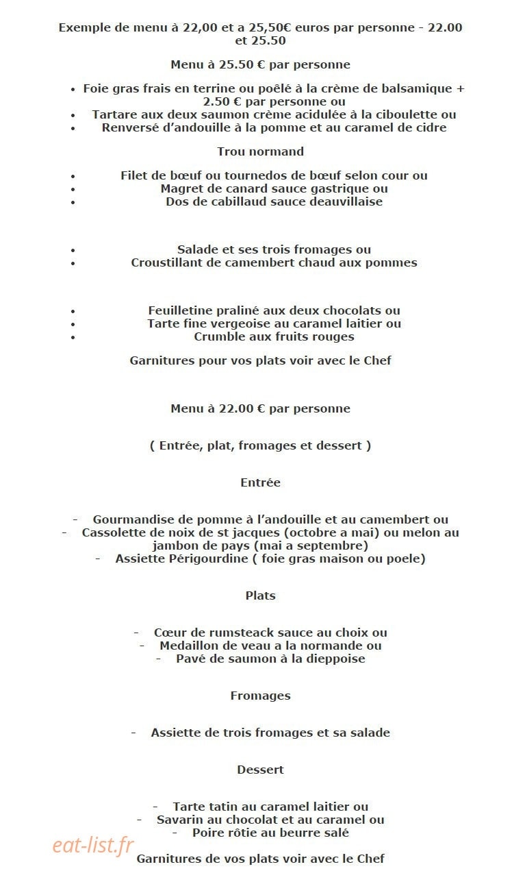 Restaurant  le Chêne pommier — carte page 12