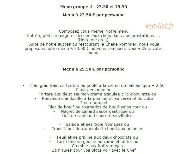 Restaurant  le Chêne pommier — carte page 17
