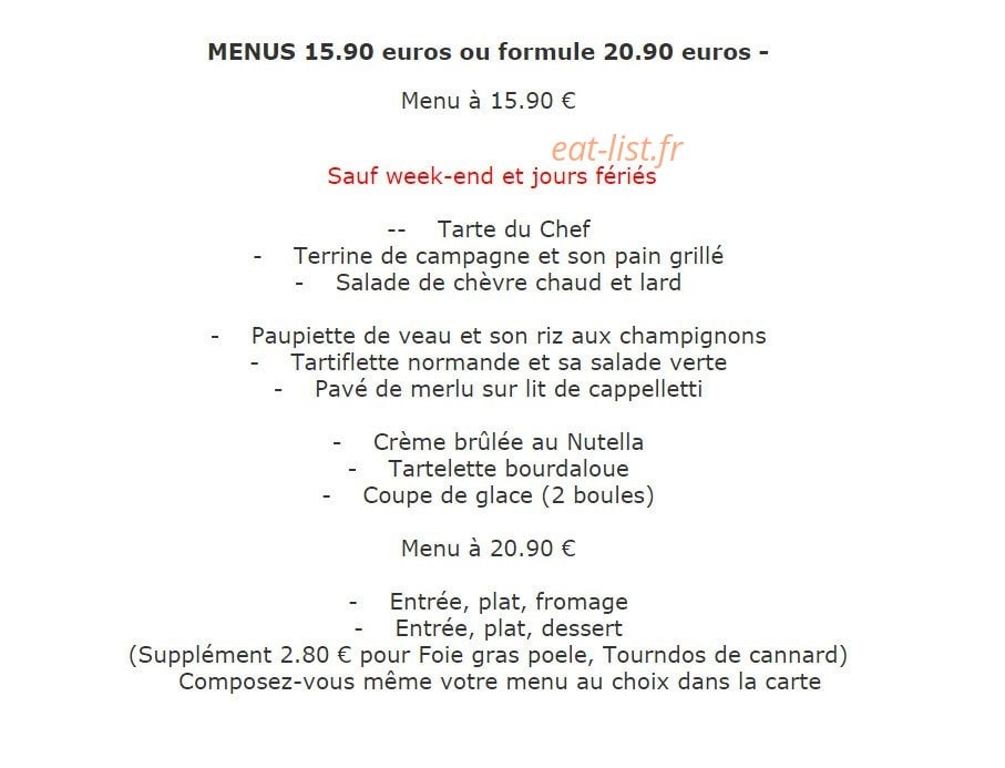 Restaurant  le Chêne pommier — carte page 3