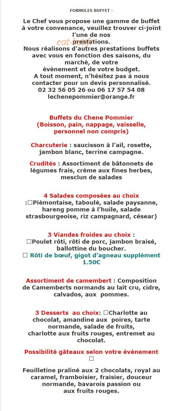Restaurant  le Chêne pommier — carte page 6