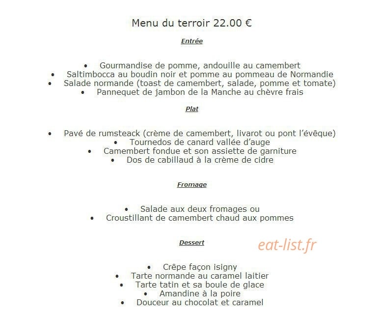 Restaurant  le Chêne pommier — carte page 10