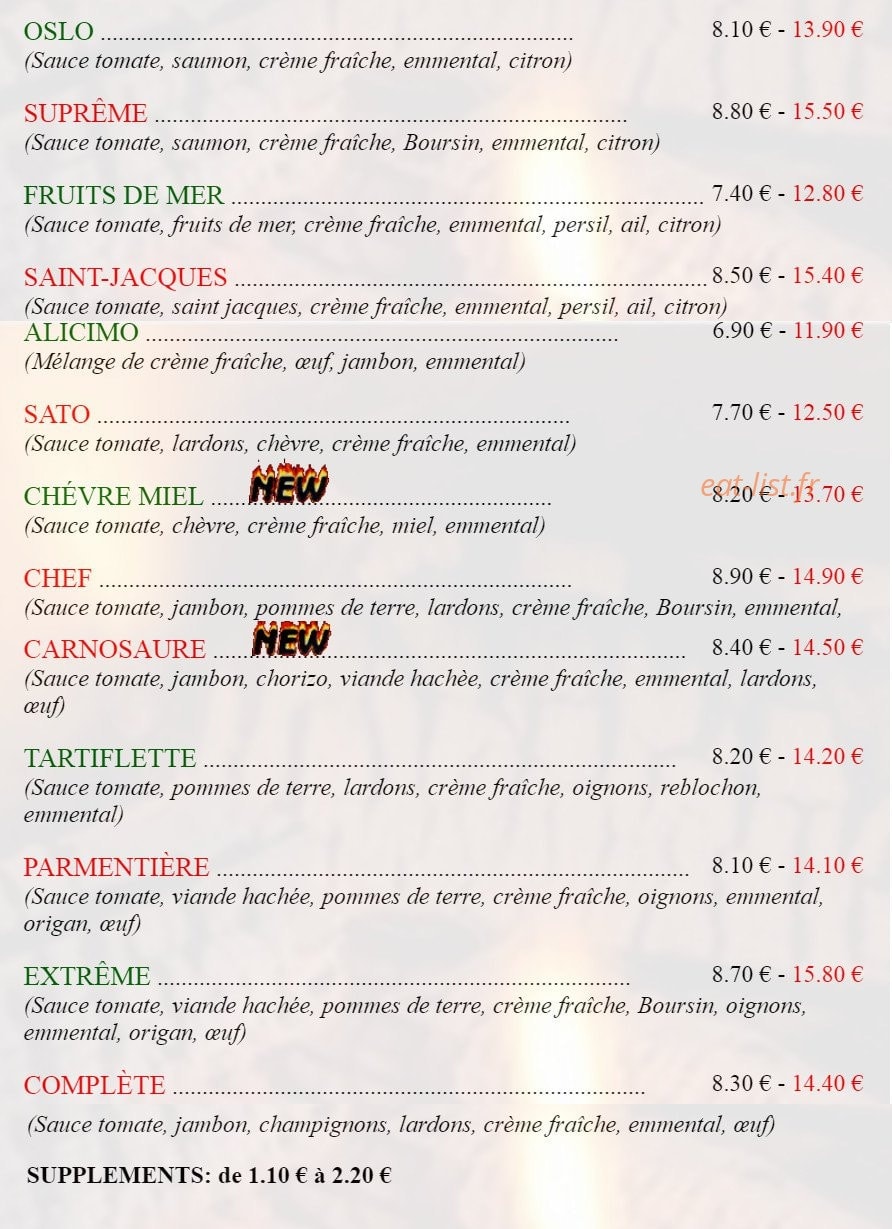 Pizzas Sato — carte page 2