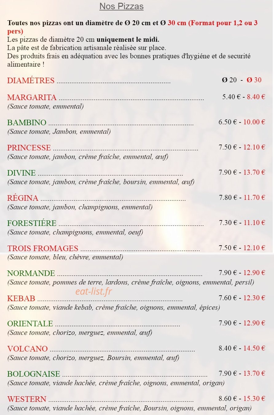 Pizzas Sato — carte page 1