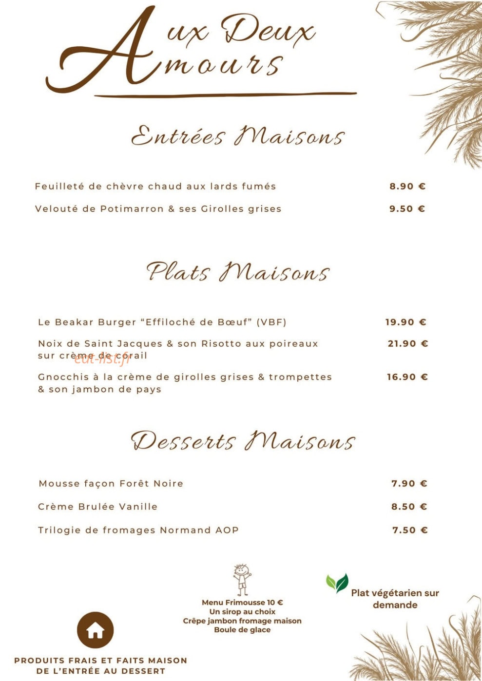 Aux Deux Amours — carte page 1