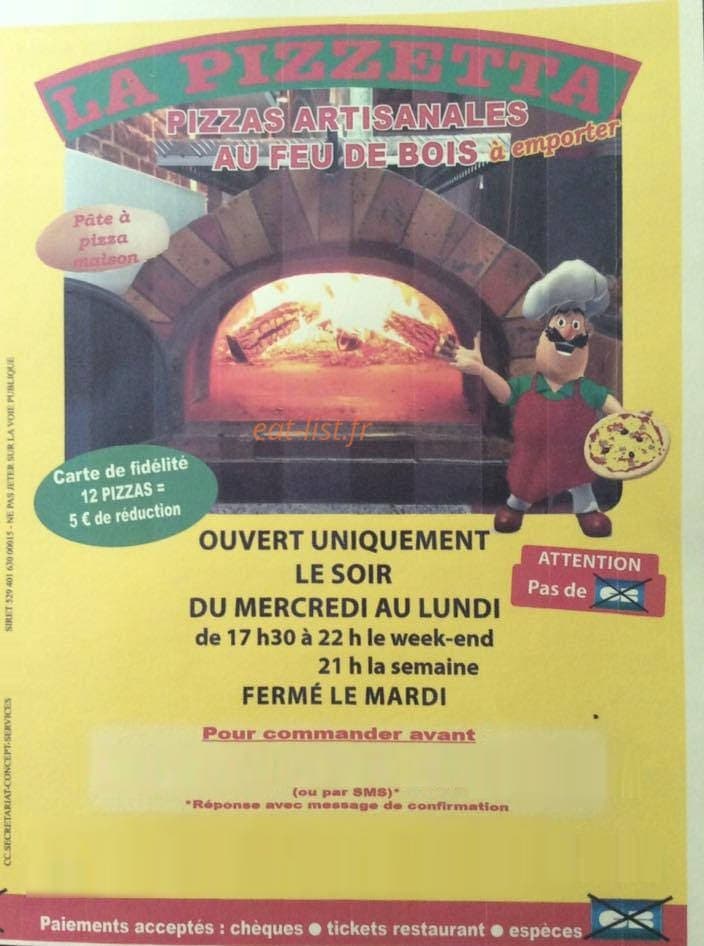 La Pizzetta — carte page 1
