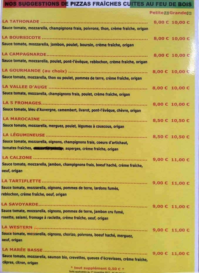 La Pizzetta — carte page 3