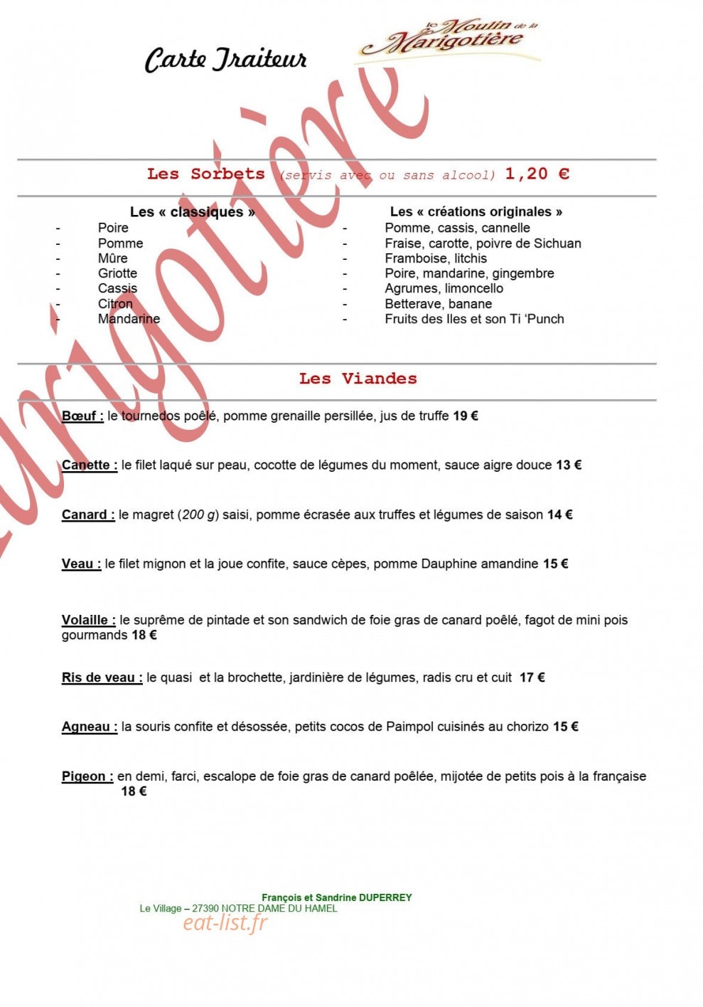 Le Moulin de la Marigotiére — carte page 4