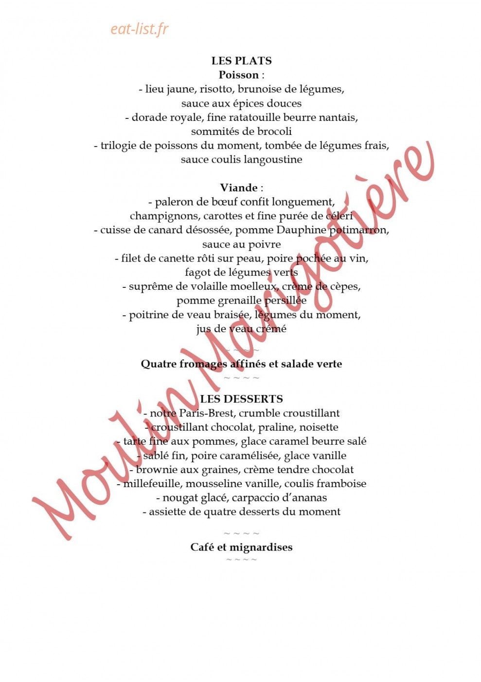 Le Moulin de la Marigotiére — carte page 10