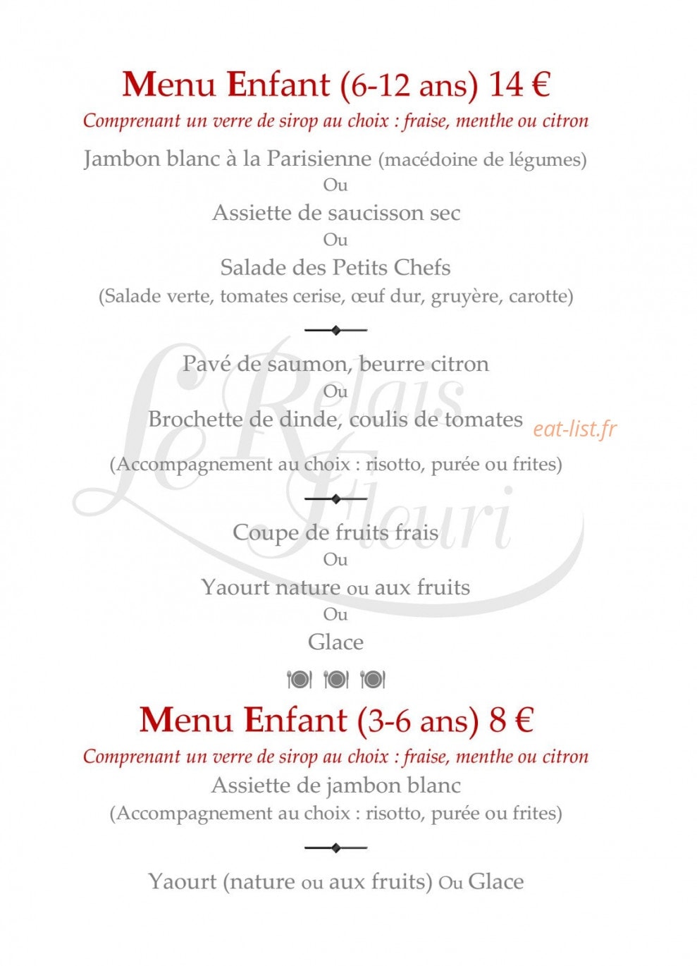 Le Relais Fleuri — carte page 6