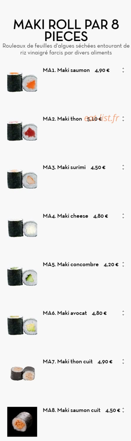 Carte et menu de Chez LauLau à Mesnils-sur-Iton — Les makis roll
