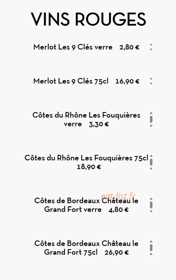 Carte et menu de Chez LauLau à Mesnils-sur-Iton — Les vins rouges