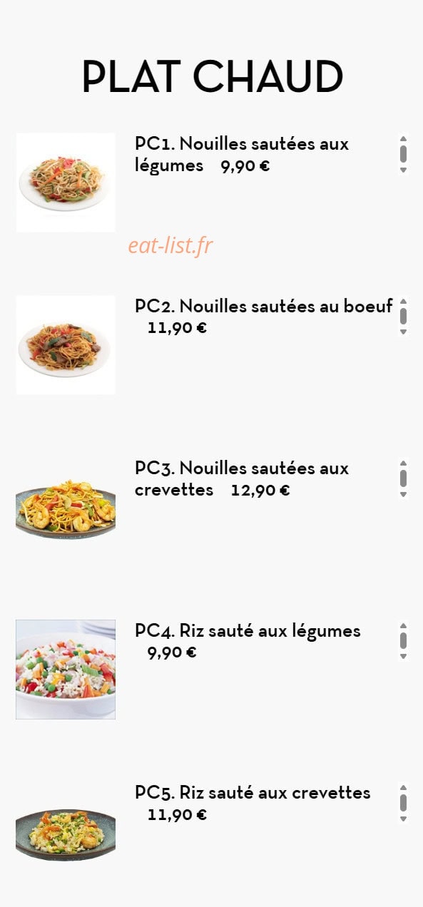 Carte et menu de Chez LauLau à Mesnils-sur-Iton — Les plats chauds