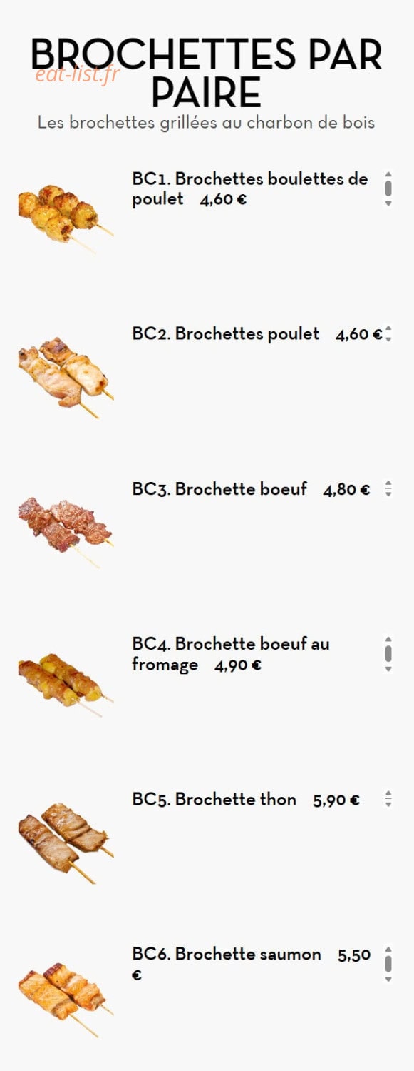 Carte et menu de Chez LauLau à Mesnils-sur-Iton — Les brochettes