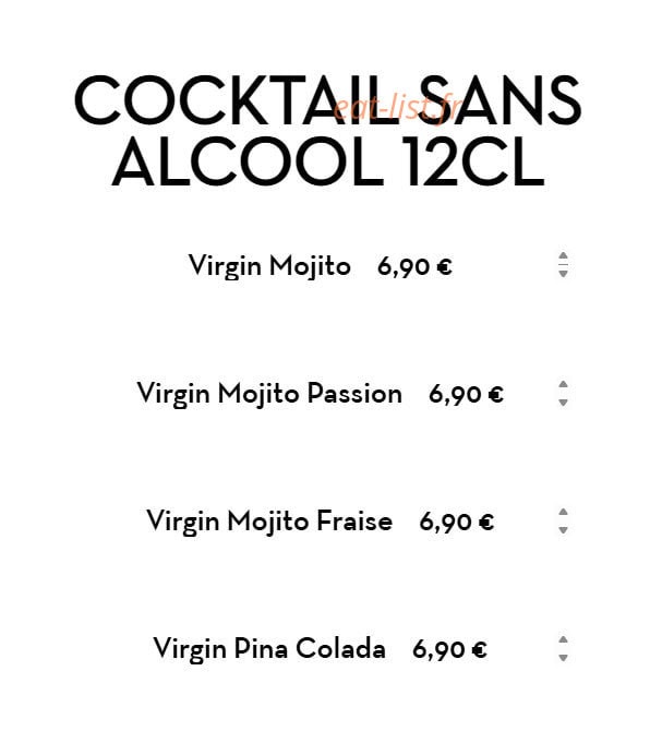 Carte et menu de Chez LauLau à Mesnils-sur-Iton — Les cocktails sans alcools