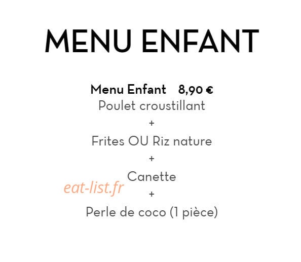 Carte et menu de Chez LauLau à Mesnils-sur-Iton — Le menu enfant