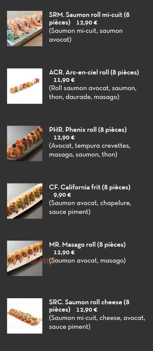 Carte et menu de Chez LauLau à Mesnils-sur-Iton — Les spécialités roll suite