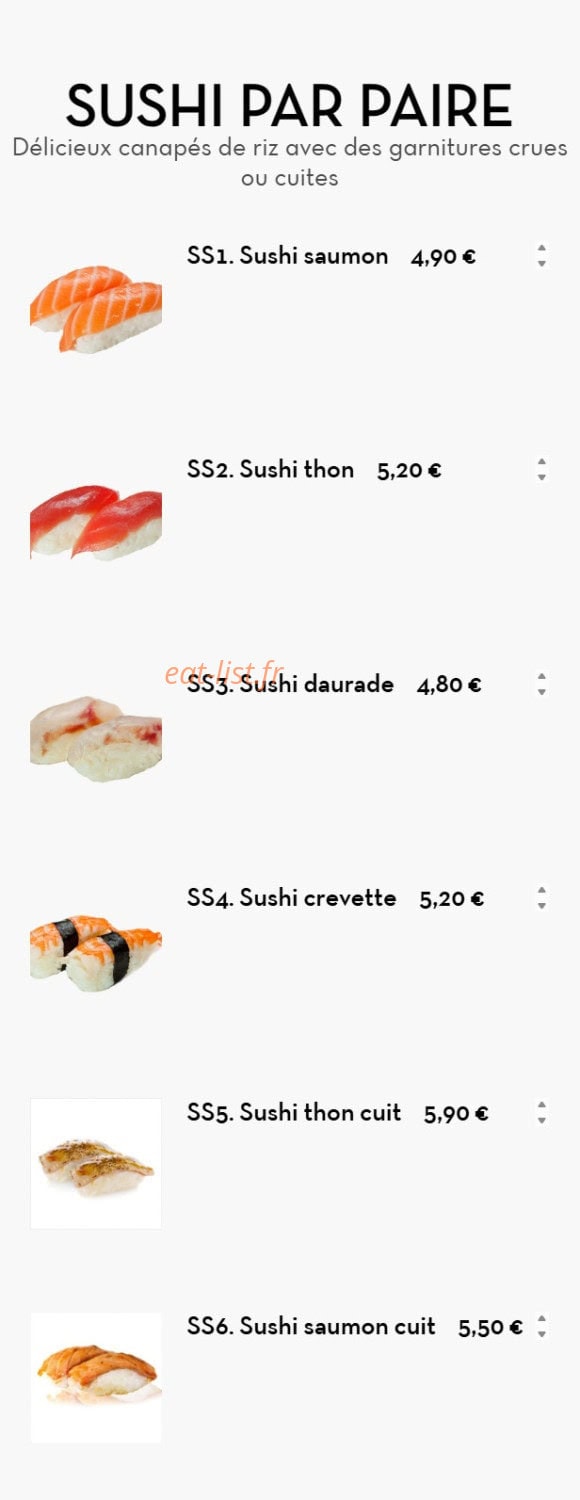Carte et menu de Chez LauLau à Mesnils-sur-Iton — Les sushis