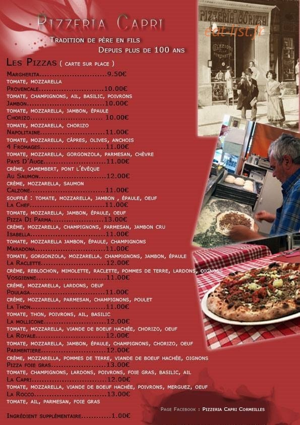 Pizzeria Capri — carte page 1