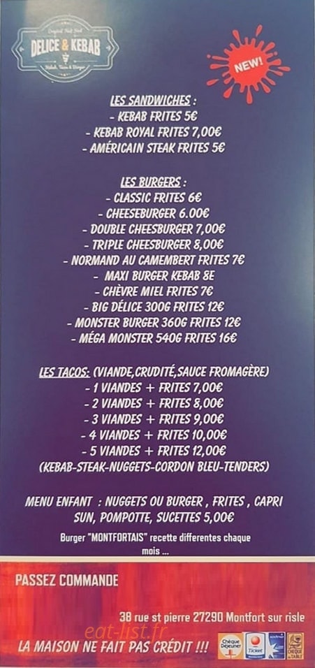 Délice & Kebab — carte page 1