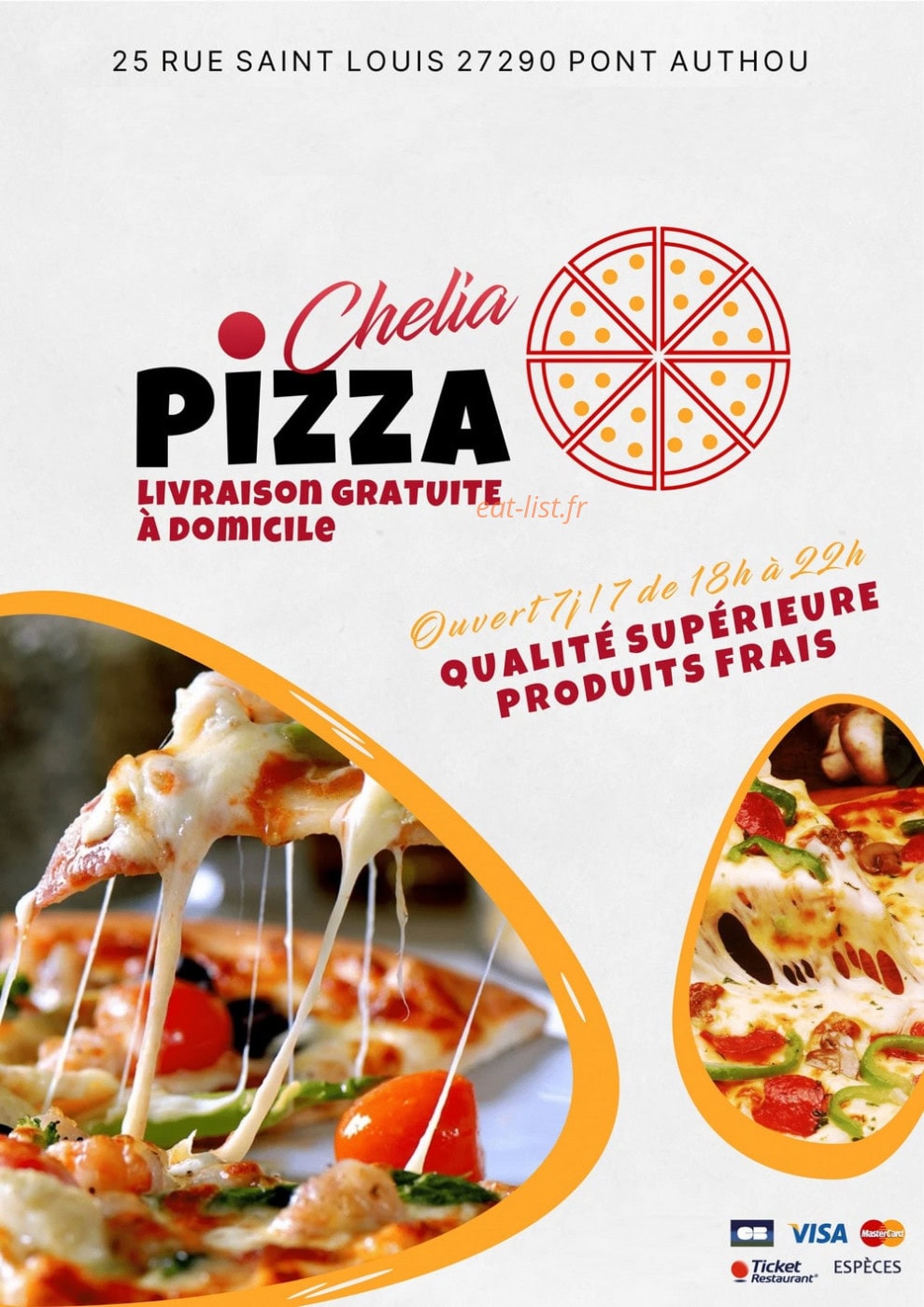 Chelia pizza — carte page 1