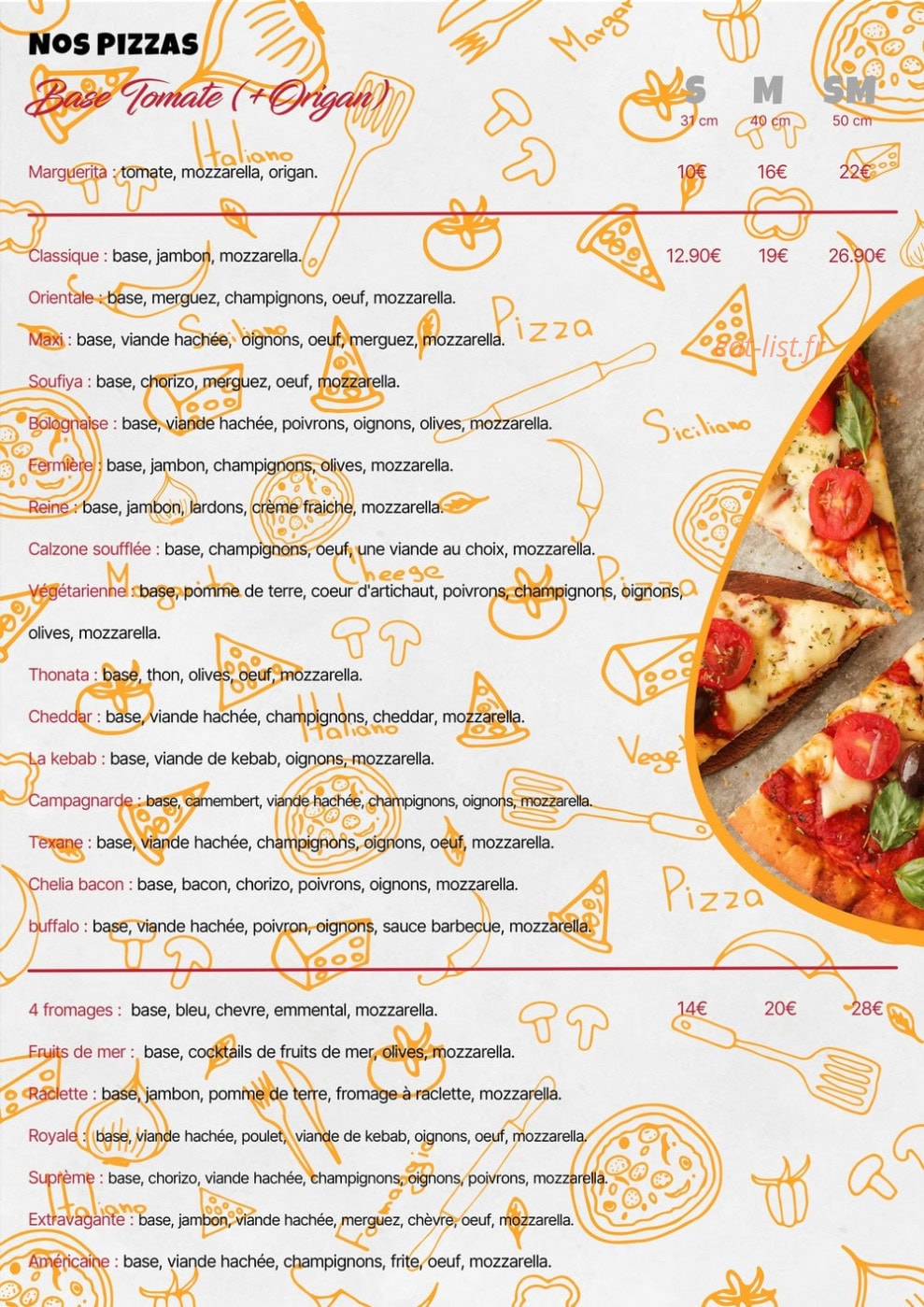 Chelia pizza — carte page 3