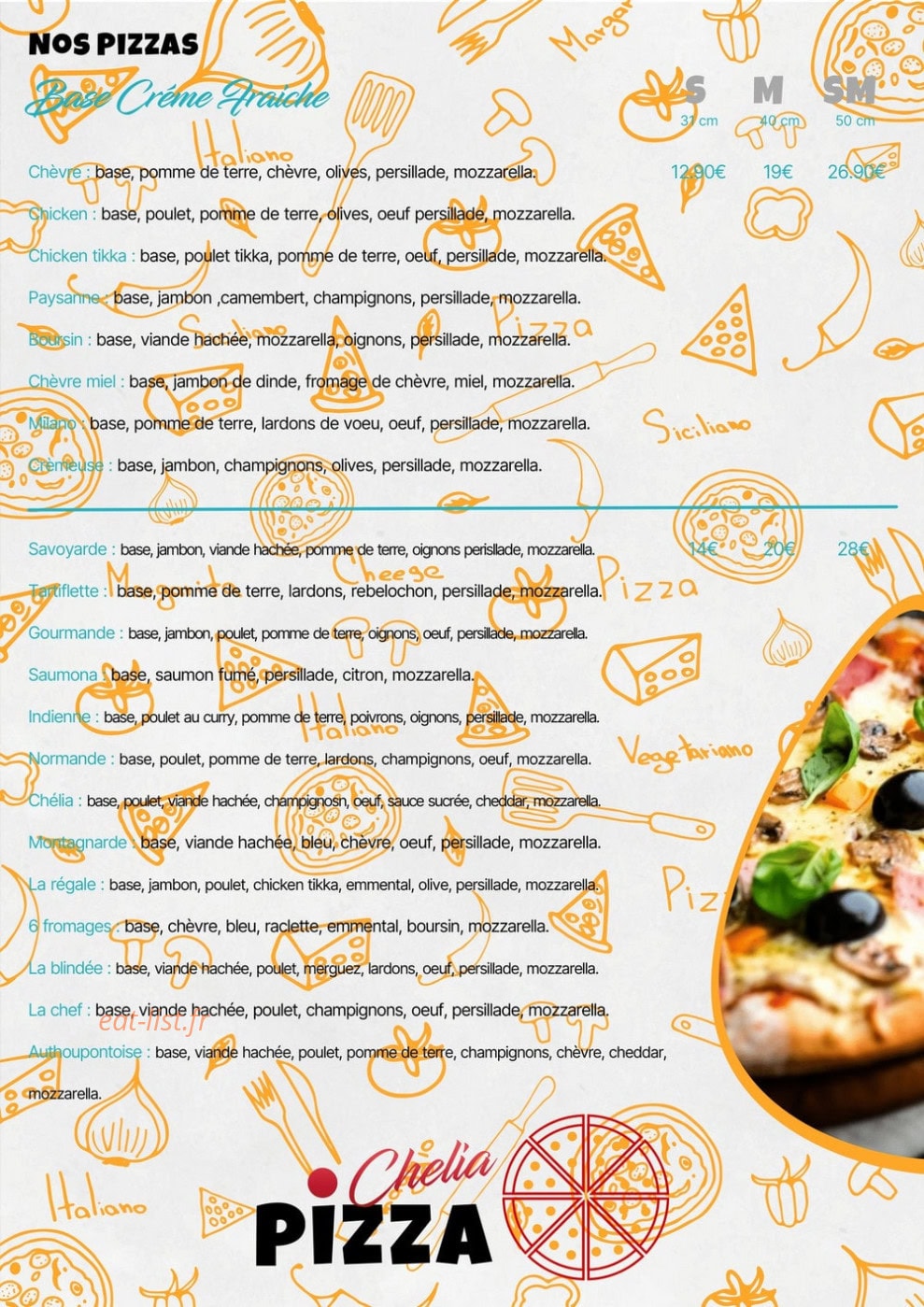 Chelia pizza — carte page 2
