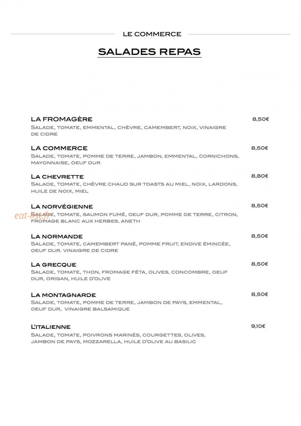 Brasserie du commerce — carte page 2