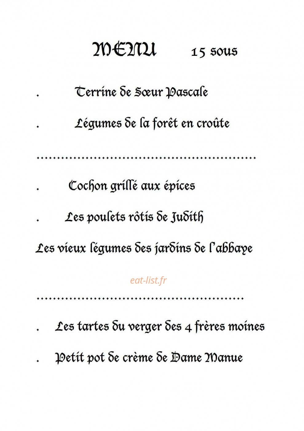 Brasserie du commerce — carte page 1