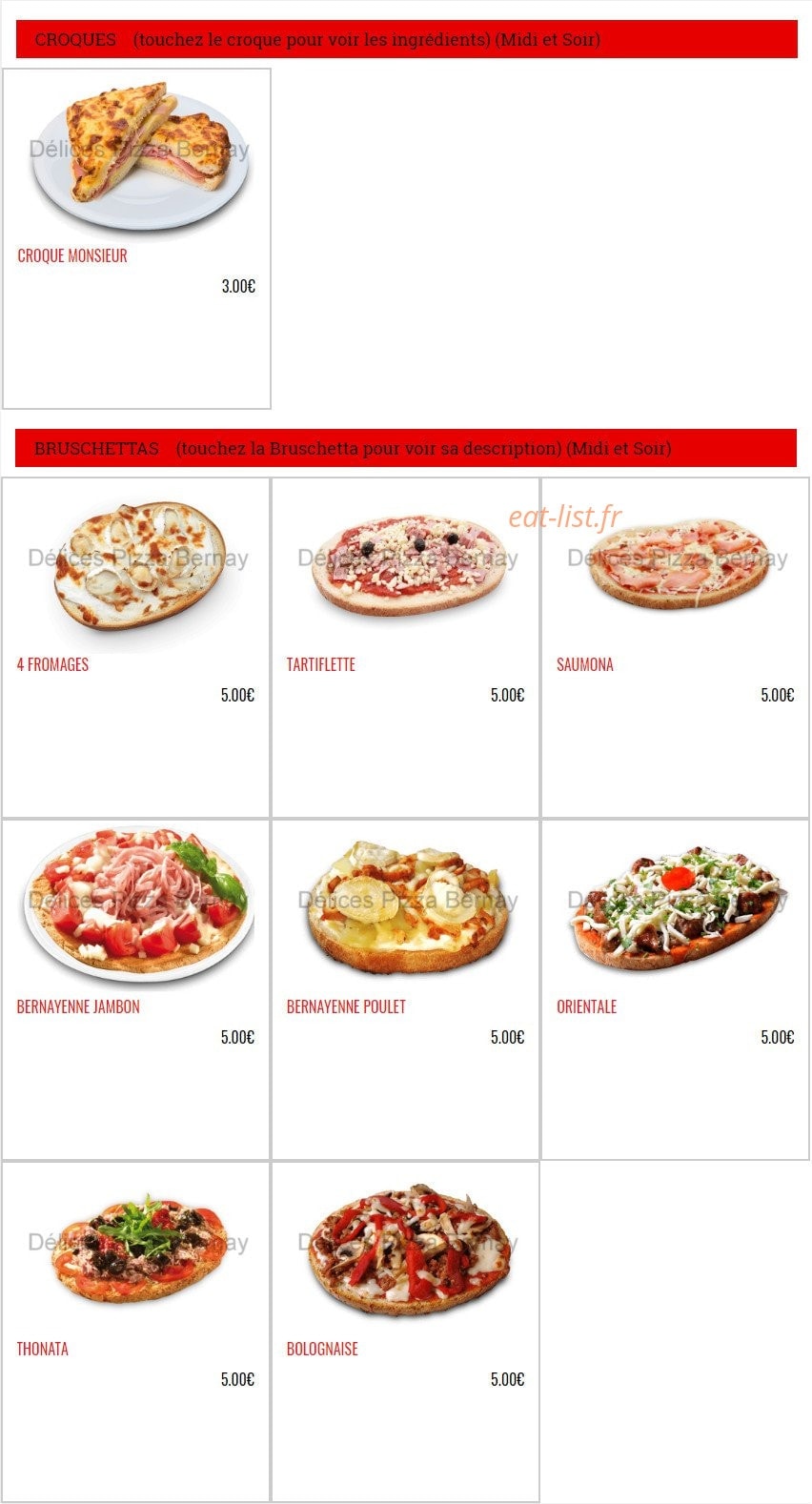 Délices Pizza — carte page 14