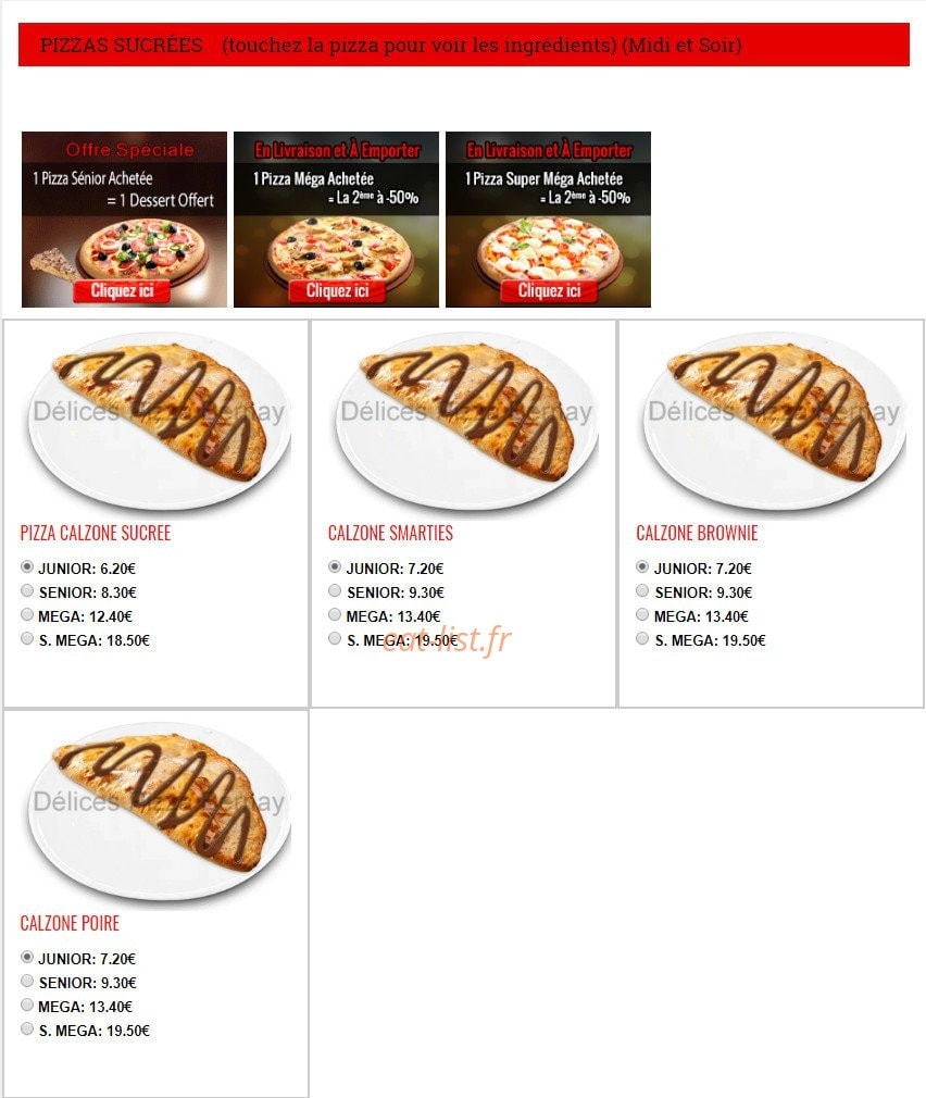 Délices Pizza — carte page 8