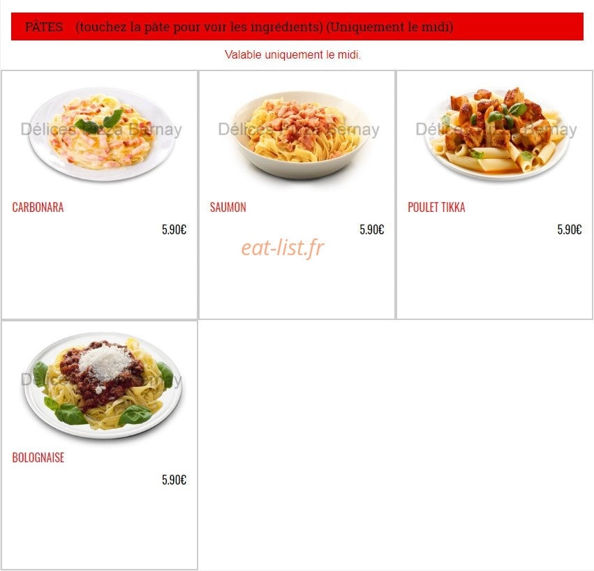 Délices Pizza — carte page 9