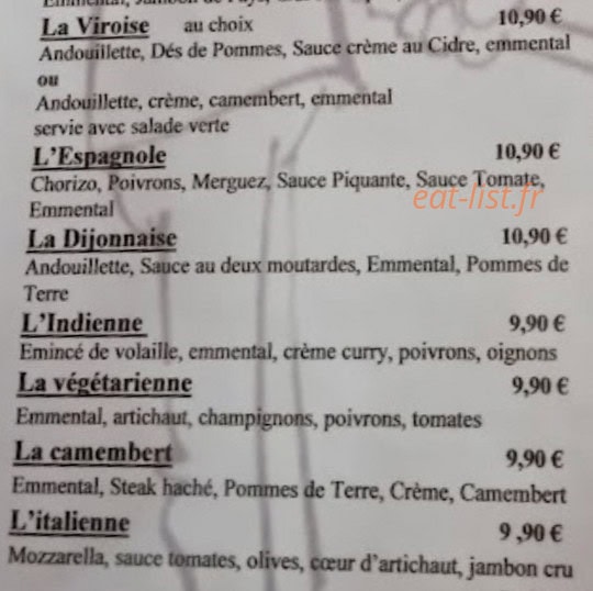 La Crêpe d'Or — carte page 2