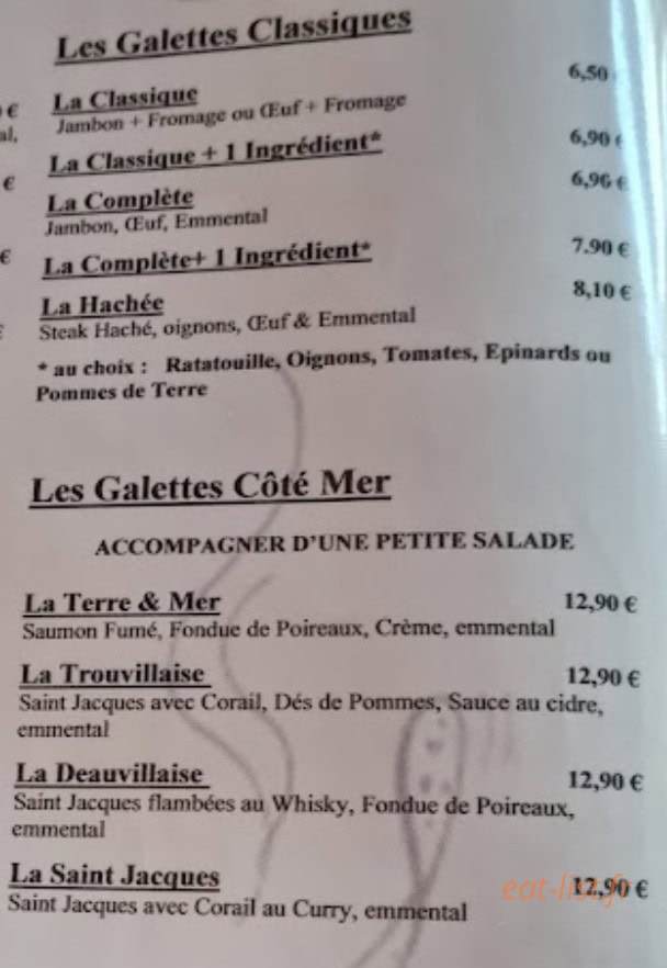 La Crêpe d'Or — carte page 3