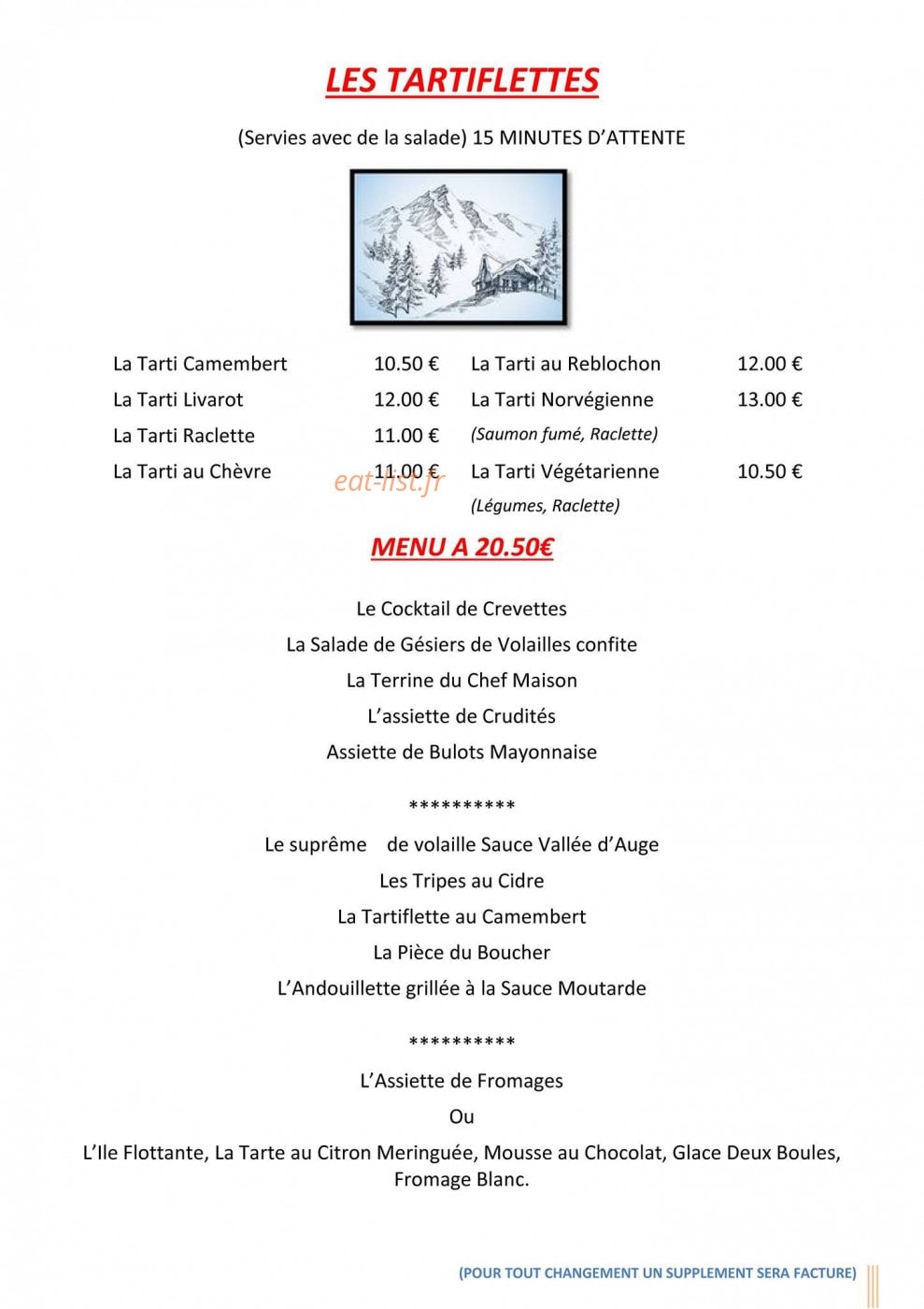 Le bistrot de bernay — carte page 1