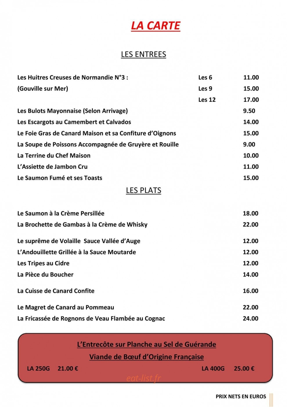 Le bistrot de bernay — carte page 4